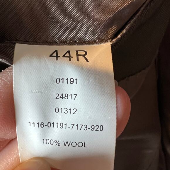 Jos. A. Bank 100% Wool Blazer Men's 44R Chocolate Brown Pinstripe Herringbone - Picture 5 of 8